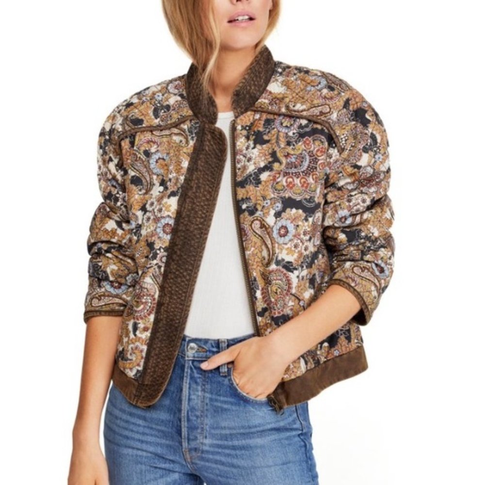 Free People Huntress Quilted Bomber Jacket